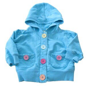 Peanut & Ollie Button Up Hooded Jacket Infant Toddler Girls Size 12M Blue Coat‎